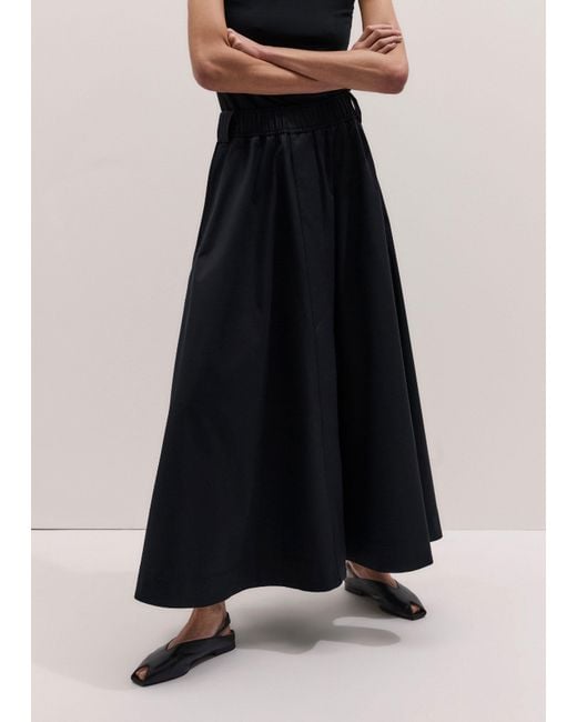 ME+EM Black Cotton A Line Maxi Skirt + Belt