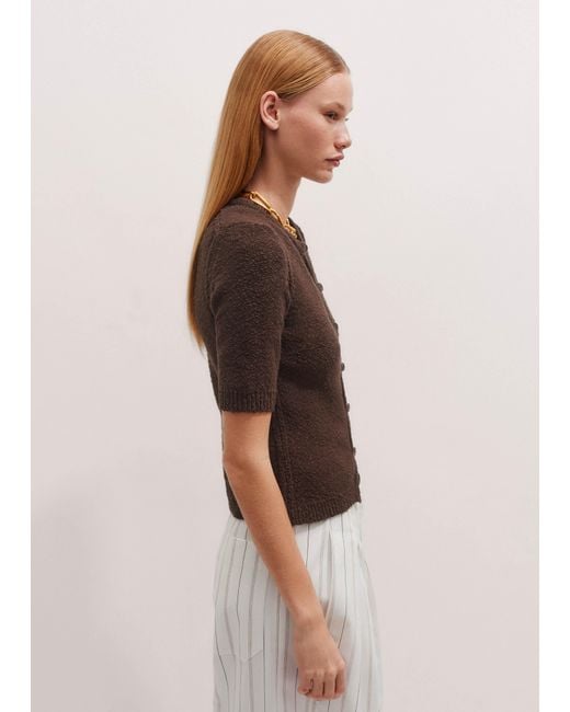 ME+EM Brown Bouclé Buttoned Tee