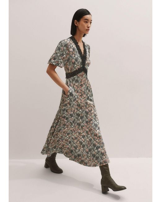 me and em maxi dress ME + EM Flower Field Tiered Maxi Dress in Cream/Navy/Blue UFO No More