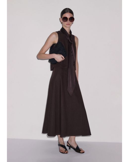 ME+EM Multicolor Crease-Less Linen Panelled Maxi Skirt