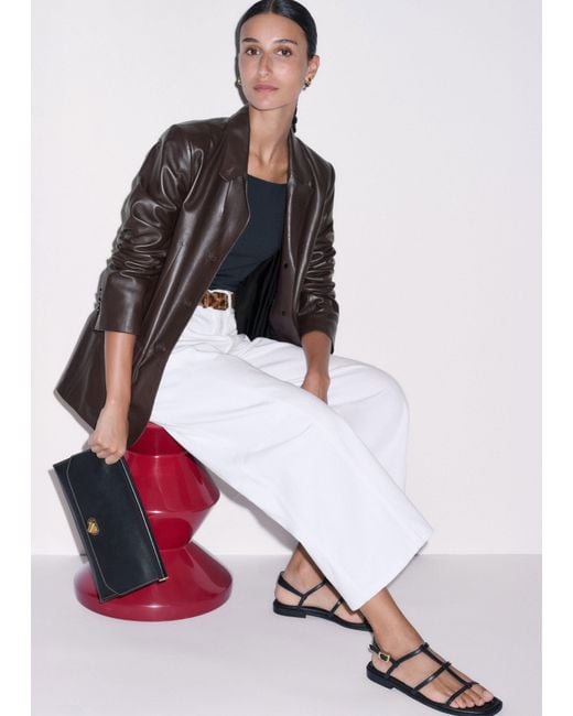 ME+EM Black Caged Flat Sandal