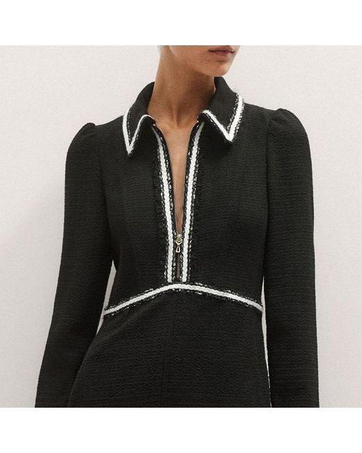 ME+EM Black Textured Midi Dress