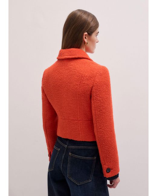 ME+EM Red Cropped Boucle Jacket