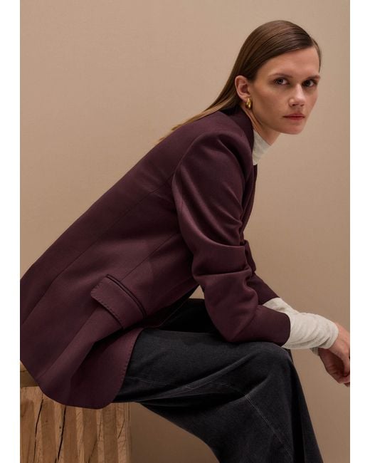 ME+EM Purple Luxe Sharp Shoulder Blazer