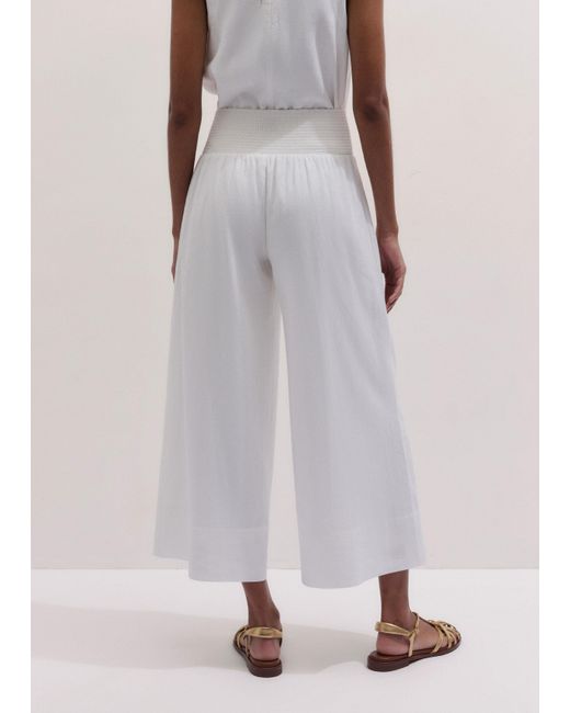 ME+EM Multicolor Crease-Less Linen Shirred Waist Culotte