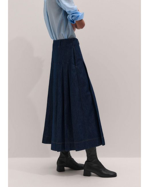 ME+EM Blue Multi Pleat Skirt Wash