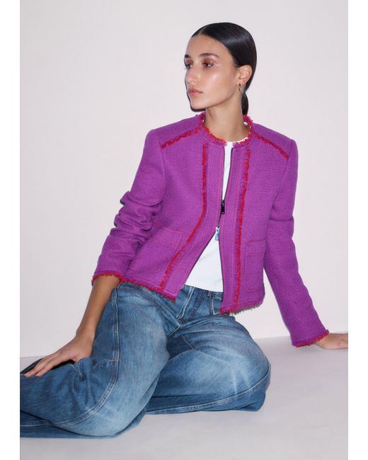 ME+EM Purple Fringe Detail Straight Fit Jacket