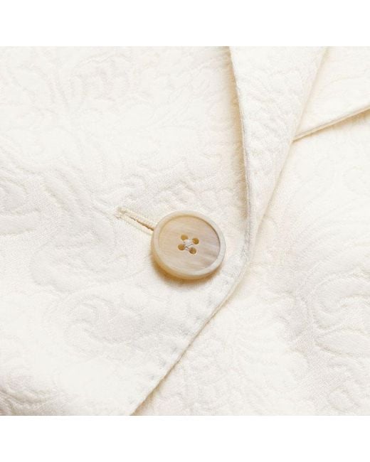 ME+EM White Luxe Jacquard Sharp Shoulder Contour Blazer