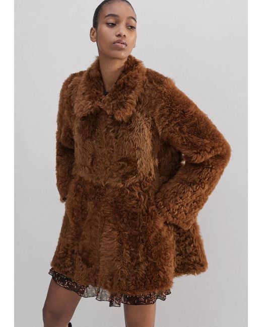 ME+EM Brown Luxe Shearling Swing Coat