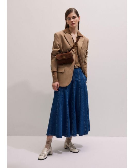ME+EM Blue Panelled Maxi Skirt