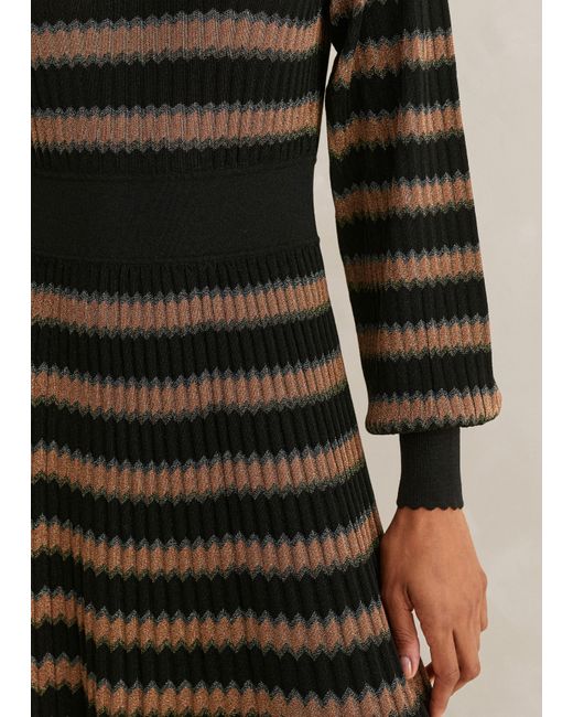 ME+EM Metallic Zig Zag Chevron Fit And Flare Maxi Dress in Natural | Lyst UK