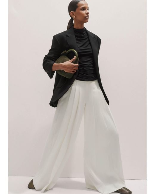 ME+EM White Satin Back Crepe Wide Leg Trouser