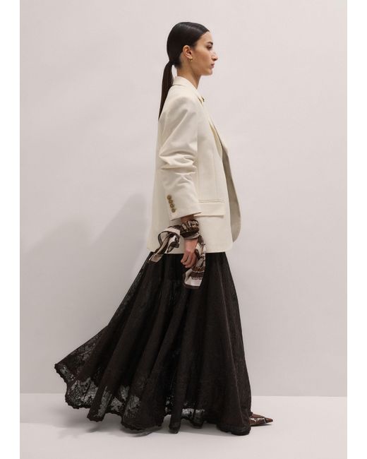 ME+EM Black Embroidered Tulle A-Line Maxi Skirt