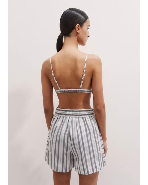ME+EM Brown Cotton Summer Stripe Shirt Bralette