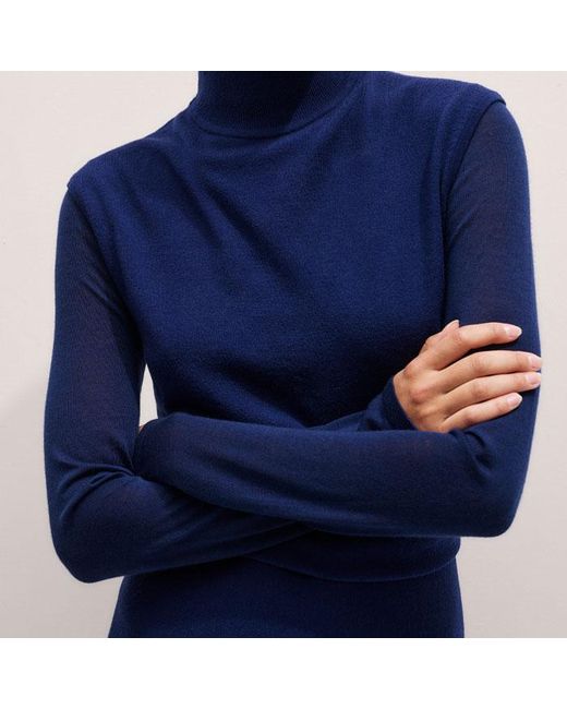 ME+EM Blue High Neck Knit Maxi Dress + Layering Top