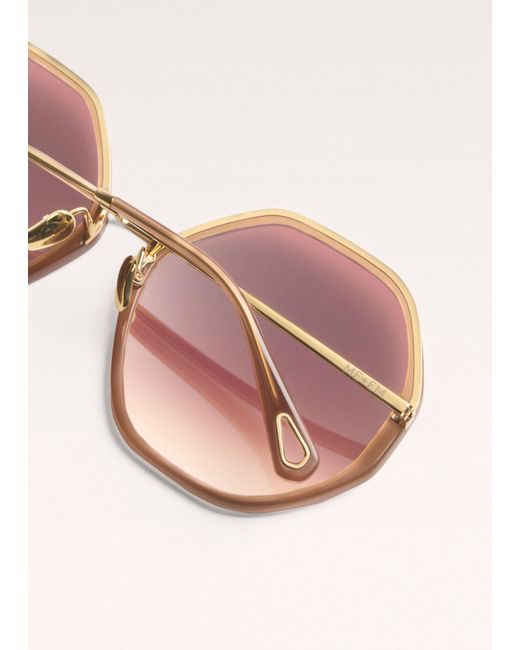 ME+EM Pink Heptagonal Sunglasses Smokey