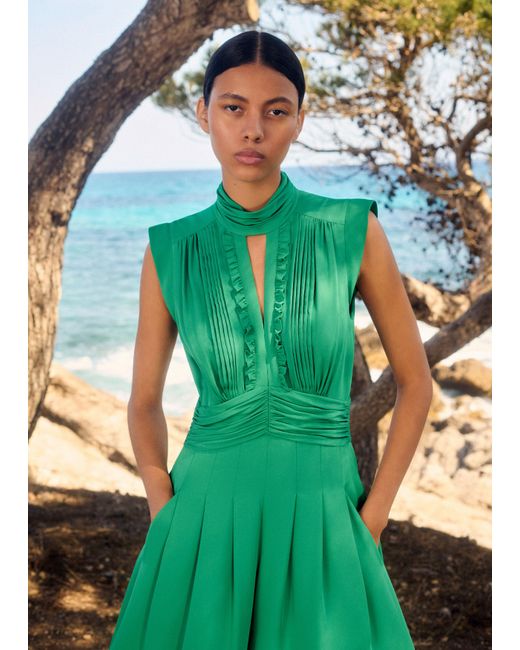 ME+EM Green Silk Wide-Leg Jumpsuit