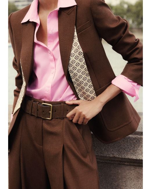 ME+EM Brown Sharp Shoulder Contour Blazer