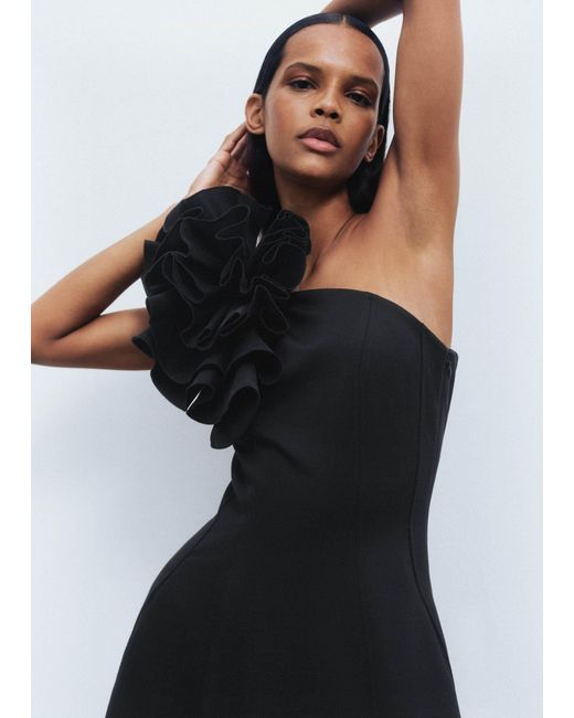ME EM One Shoulder Midi Dress Corsage in Black Lyst UK