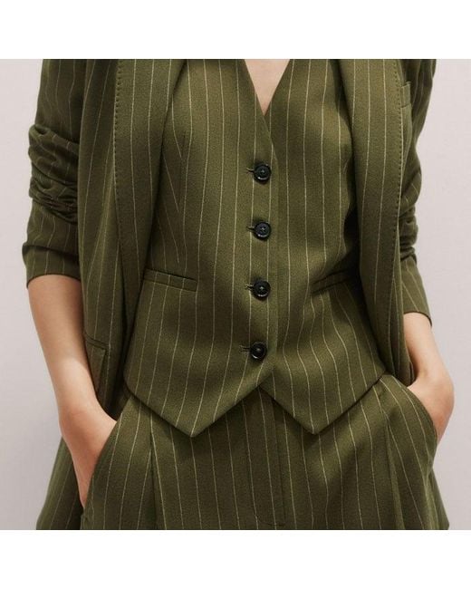 ME+EM Gray Pinstripe Sharp Shoulder Blazer