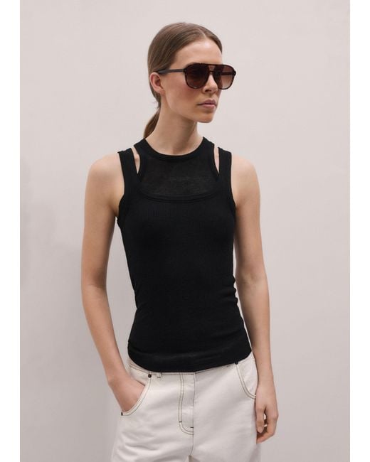 ME+EM Black Double Layer Slim Vest Set