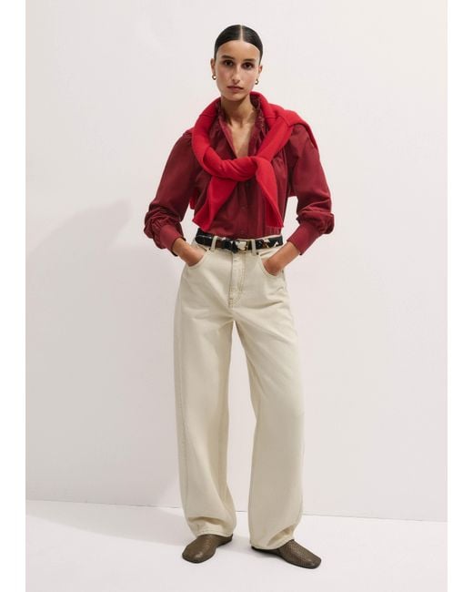 ME+EM Red Super Soft Micro Cord Blouse