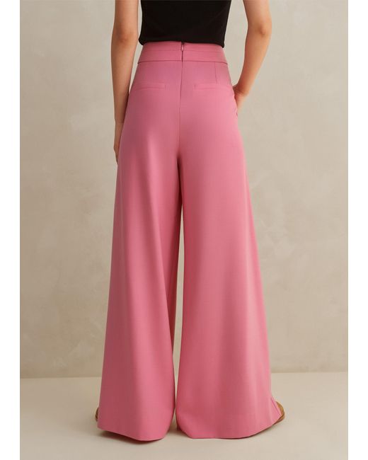 ME+EM Pink Pleated Ultra Wide-leg Trouser