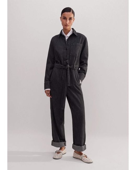ME+EM Red Supersoft Denim Jumpsuit