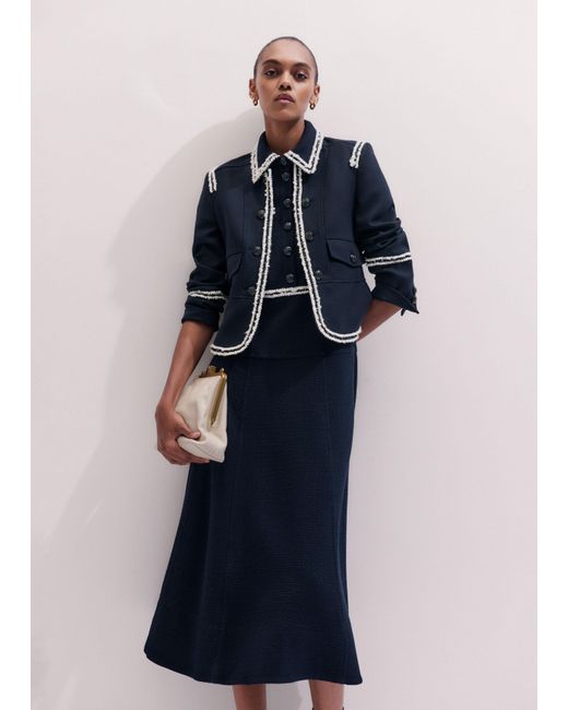 ME+EM Blue Fit And Flare Midi Dress