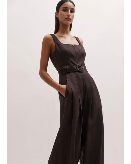 ME+EM Natural The Event Ready Linen Blend Jumpsuit