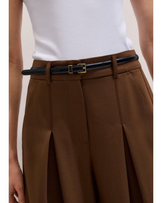 ME+EM Brown Ultimate Wide Pleat Front Trouser