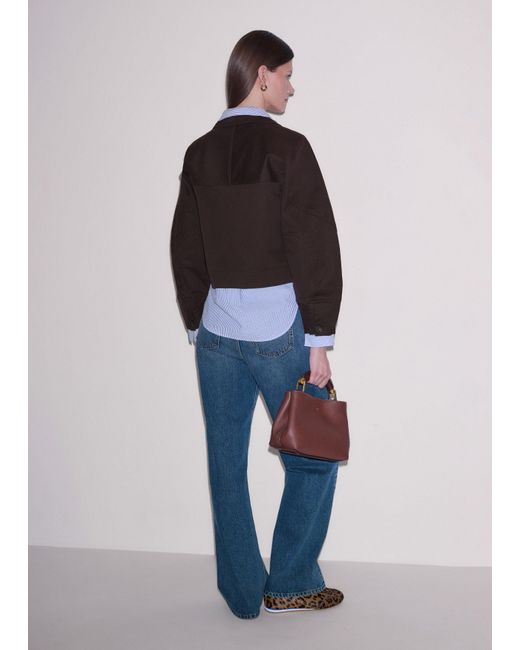 ME+EM Blue Sculptural Sleeve Straight Fit Jacket