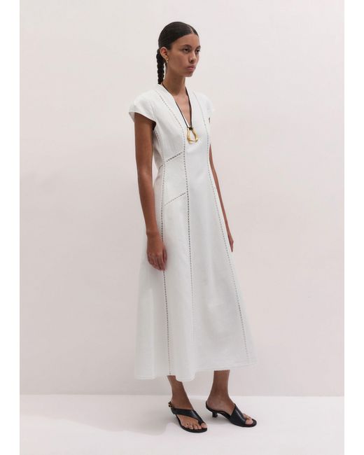 ME+EM White Crease-Less Embroidery Stitch Detail Maxi Dress