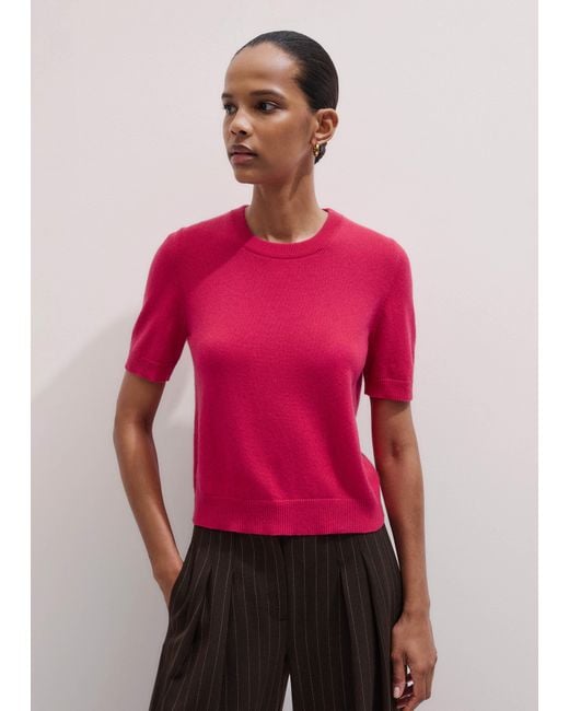 ME+EM Red Cashmere Crop Tee
