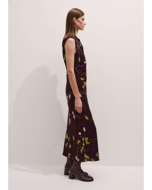 ME+EM Brown Scattered Wild Poppy Print Maxi Dress Bordeaux/Multi