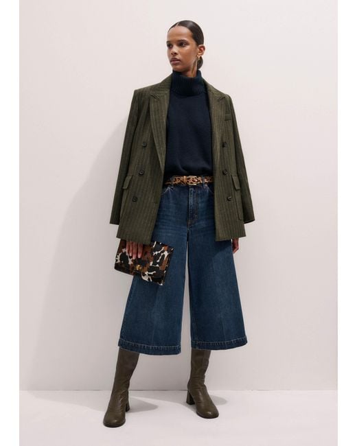 ME+EM Blue Crease Front Denim Culotte