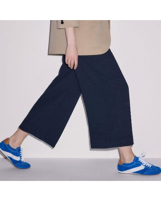 ME+EM Blue Textured Crop Pant
