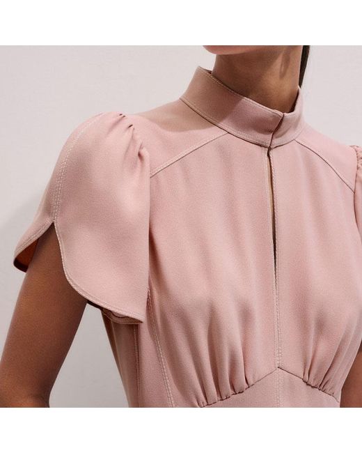 ME+EM Pink Contrast Stitch Midi Dress
