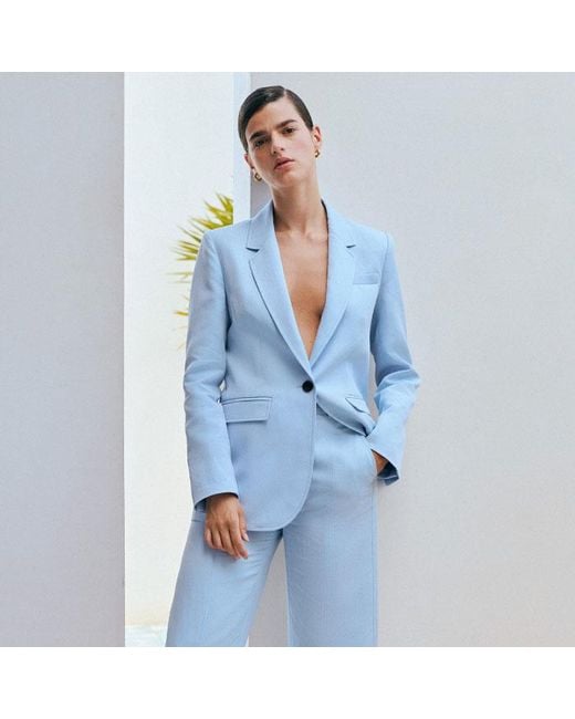 ME+EM Blue Straight Crop Tailored Trouser