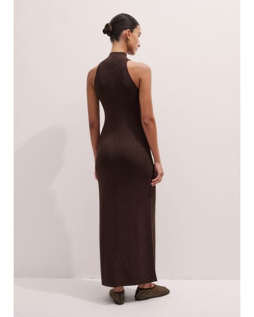 ME+EM Multicolor Metallic Rib High Neck Maxi Dress