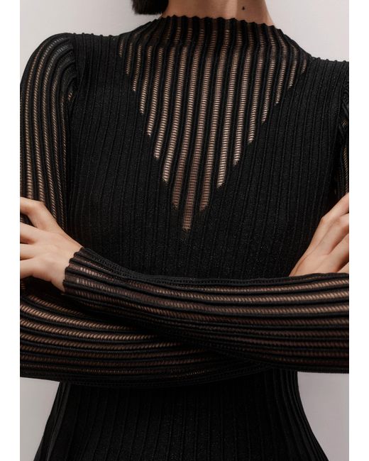 ME+EM Black Conceal + Reveal Metallic Knit Peplum Top