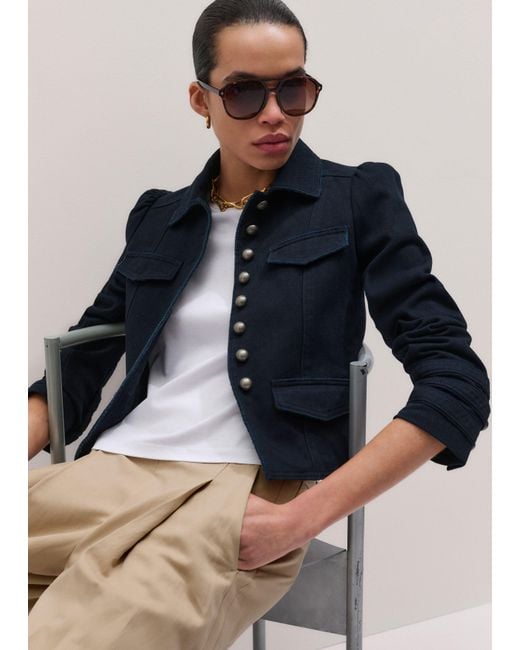 ME+EM Blue Short Military Jacket