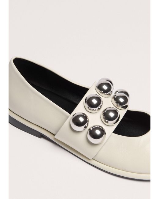 ME+EM Natural Oversized Stud Ballerina Flat