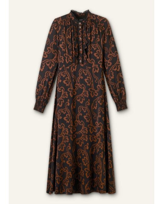 ME+EM Black Floral Scroll Print Maxi Dress + Tie