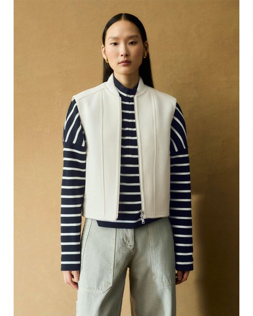 ME+EM Blue Luxe Wool Sleeveless Biker Jacket