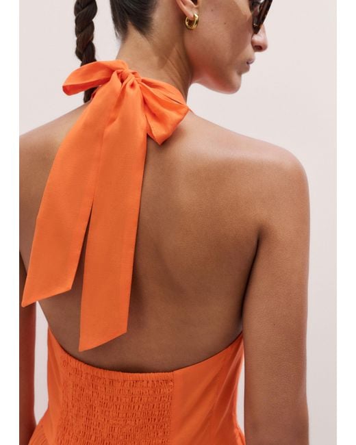 ME+EM Orange Cotton Voile Tiered Maxi Dress