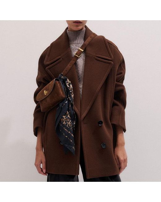 ME+EM Brown Soft Shoulder Military Coat