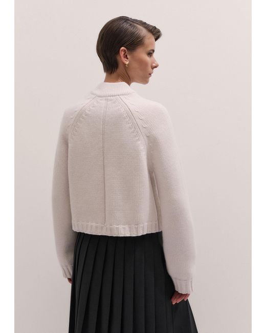 ME+EM Natural Chunky Wool Cotton Knit Bomber