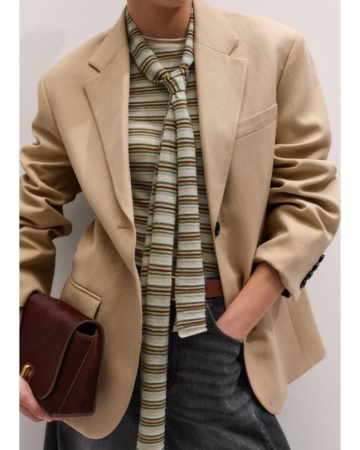 ME+EM Brown Barely There Micro Stripe Slim Tee + Tie