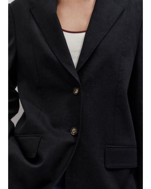 ME+EM Blue Crease-Less Linen Deconstructed Lightweight Summer Blazer